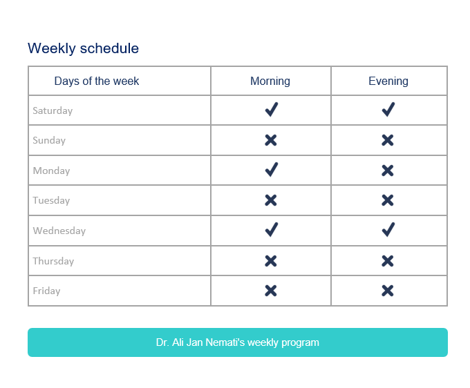 برنامه هفتگی Dr.Nemati
